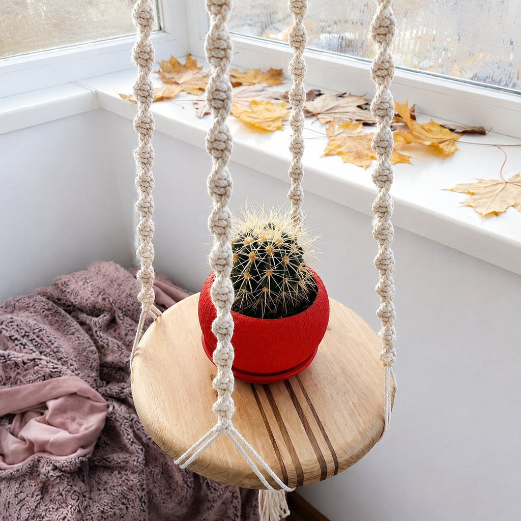 Handmade Macrame Plant Shelf,Boho Hanging Home Decor