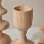Rustic Wooden Taper Candle Holders Set, Scandinavian Home Decor