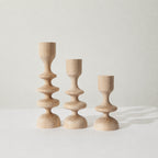 Rustic Wooden Taper Candle Holders Set, Scandinavian Home Decor