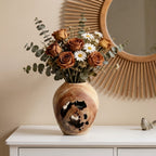Natural Hollow Wood Vase Holder, Wabi-Sabi Sculptural Centerpiece