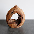 Natural Hollow Wood Vase Holder, Wabi-Sabi Sculptural Centerpiece