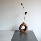Natural Hollow Wood Vase Holder, Wabi-Sabi Sculptural Centerpiece