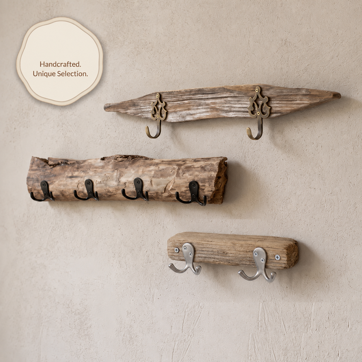 Driftwood wall-mounted coat rack, natural entryway hook, unique storage unit, eco-friendly handmade wedding housewarming gift