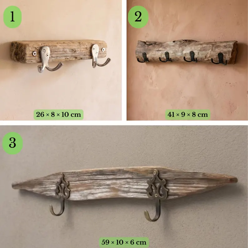 Driftwood wall-mounted coat rack, natural entryway hook, unique storage unit, eco-friendly handmade wedding housewarming gift