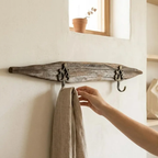 Handmade Driftwood Wall-Mounted Coat Rack, Natural Entryway Hooks