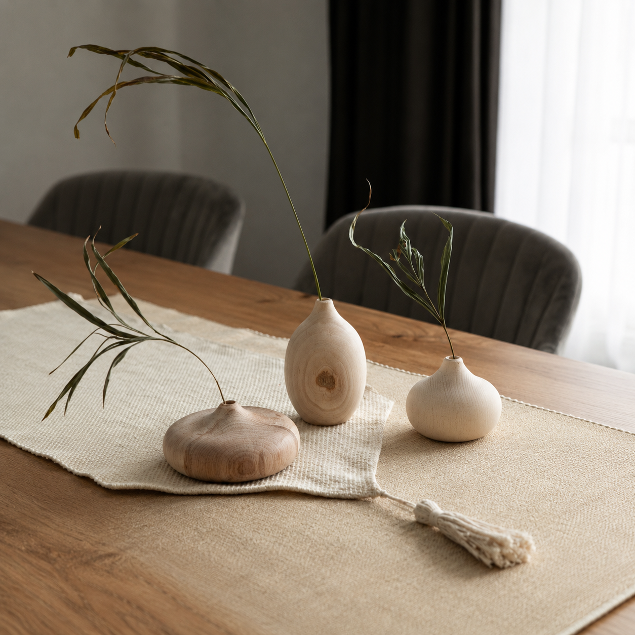 Handmade Wooden Vase, Carved Natural Sculpture, Minimalist Home Decor Accent Gift