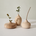 Handmade Wooden Vase, Carved Natural Sculpture, Minimalist Home Decor Accent Gift
