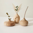 Handmade Carved Wooden Vase, Natural Sculpture, Minimalist Home Decor Gift