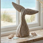 Whale Tail Wooden Figurine for Coastal Home Decor