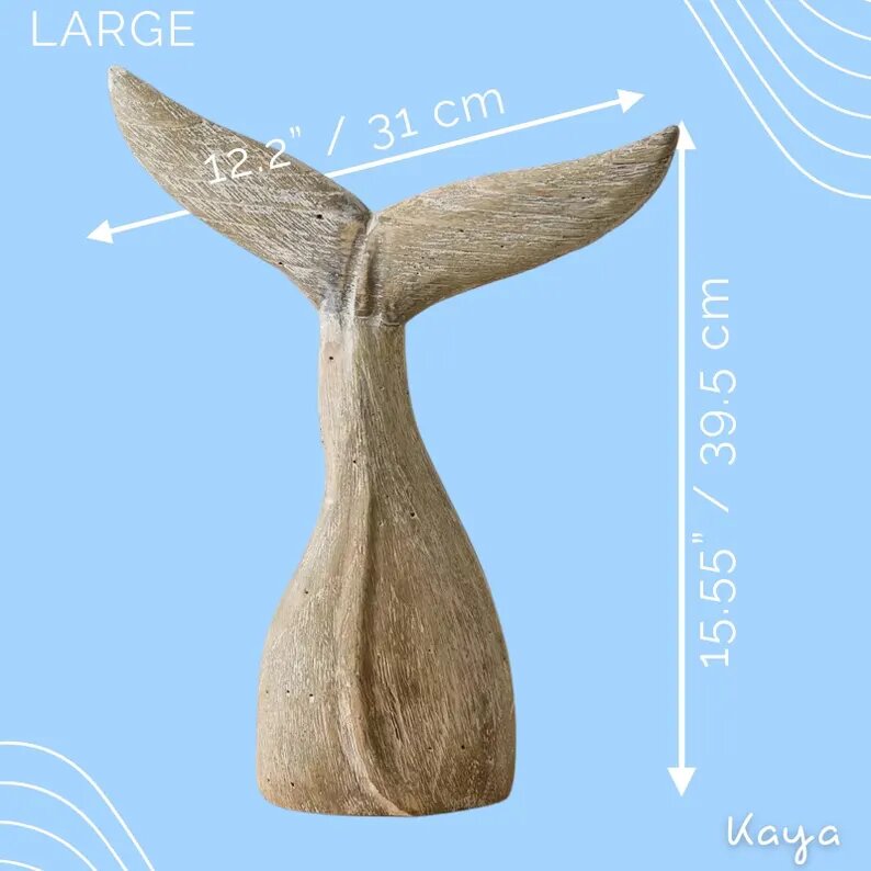 Whale Tail Wooden Figurine for Coastal Home Decor