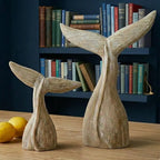 Whale Tail Wooden Figurine for Coastal Home Decor