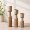 Handmade Wooden Candle Holder Set, Scandinavian Rustic Taper Candle Stands