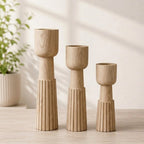 Handmade Wooden Candle Holder Set, Scandinavian Rustic Taper Candle Stands