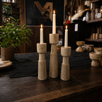 Handmade Wooden Candle Holder Set, Scandinavian Rustic Taper Candle Stands
