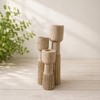 Handmade Wooden Candle Holder Set, Scandinavian Rustic Taper Candle Stands