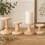 Handmade Wooden Candlestick Holders, Rustic Wedding Table Centerpiece